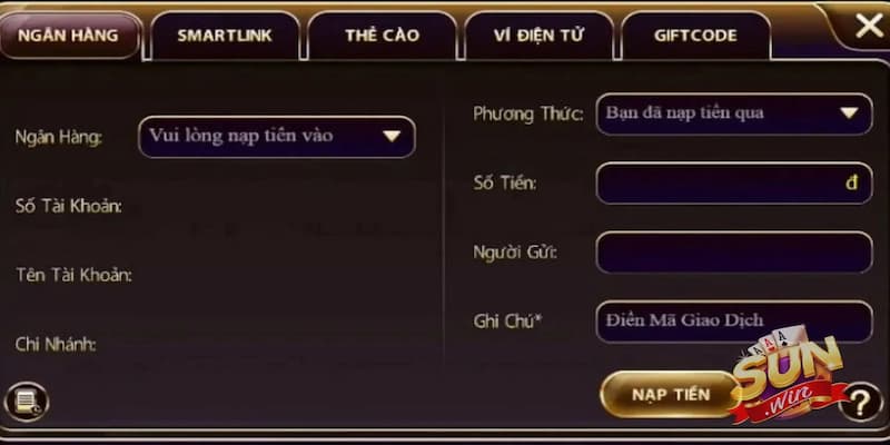 Cách nạp tiền Sunwin qua hình thức SmartLink